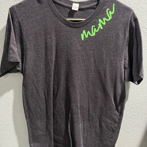 Alternative Charcoal Tee with Neon Green Mama